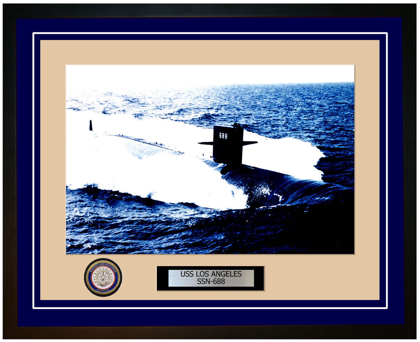 USS Los Angeles SSN-688 Framed Navy Ship Photo Blue