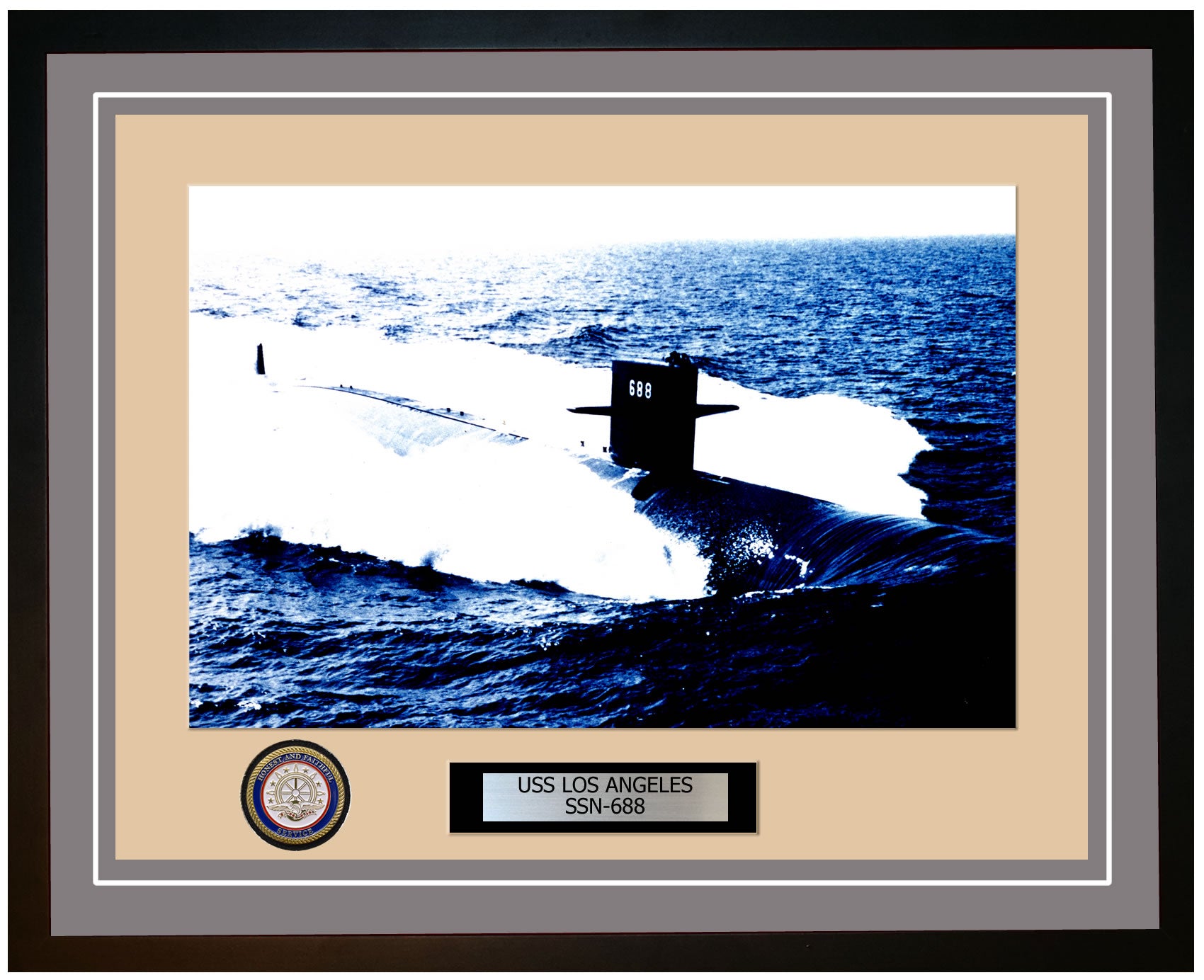 USS Los Angeles SSN-688 Framed Navy Ship Photo Grey