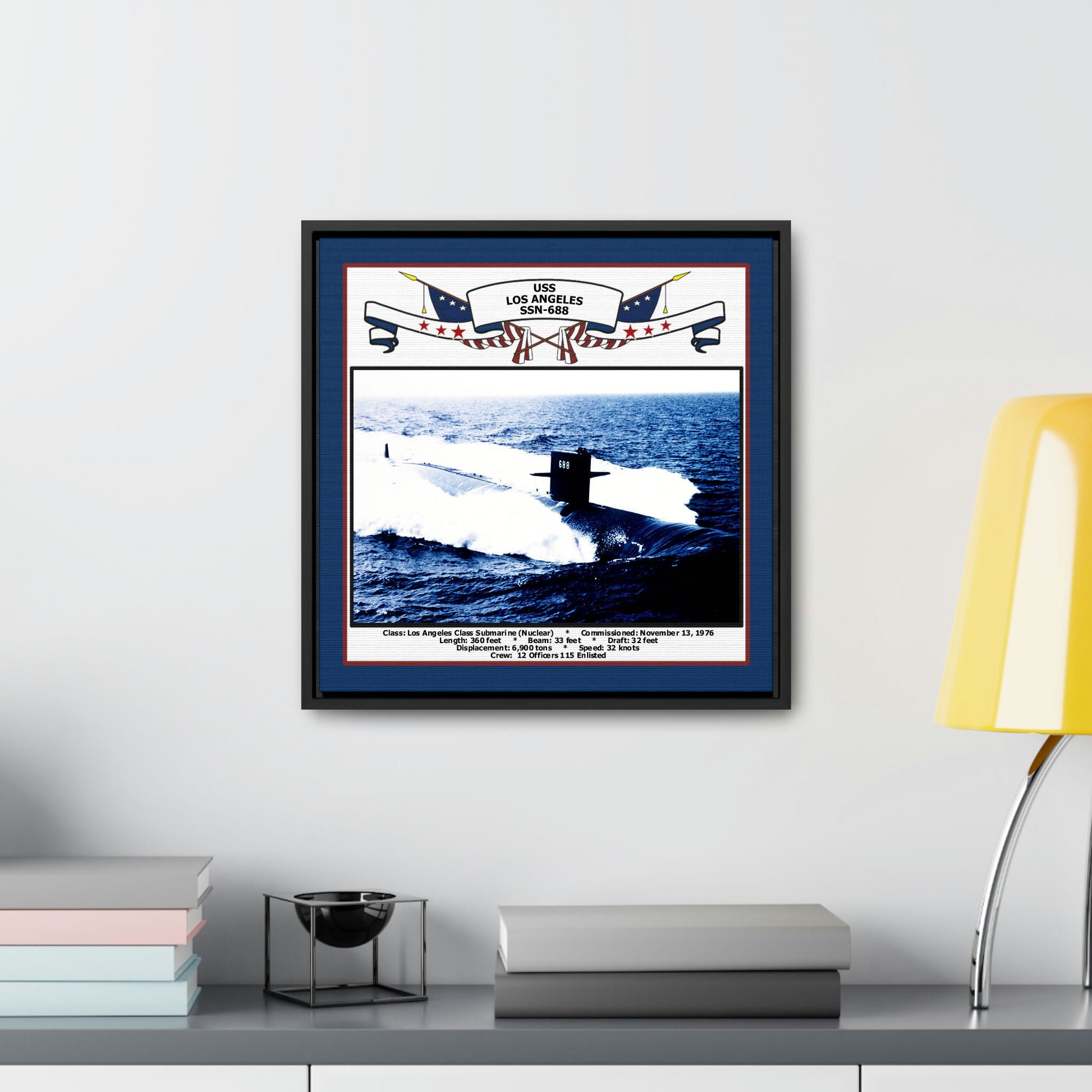 USS Los Angeles SSN-688 Navy Floating Frame Photo Desk View