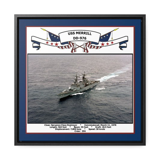 USS Merrill DD-976 Navy Floating Frame Photo Front View