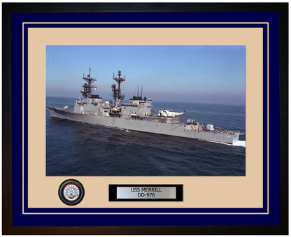 USS MERRILL DD-976 Framed Navy Ship Photo Blue