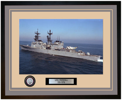 USS MERRILL DD-976 Framed Navy Ship Photo Grey