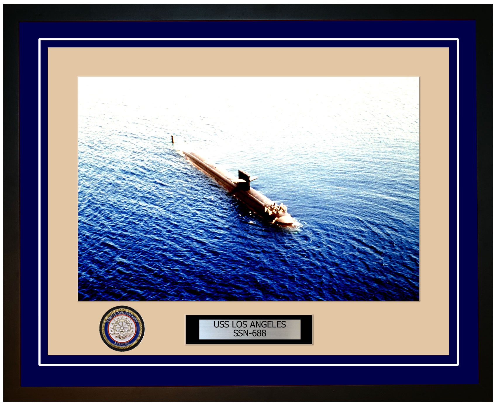 USS Los Angeles SSN-688 Framed Navy Ship Photo Blue