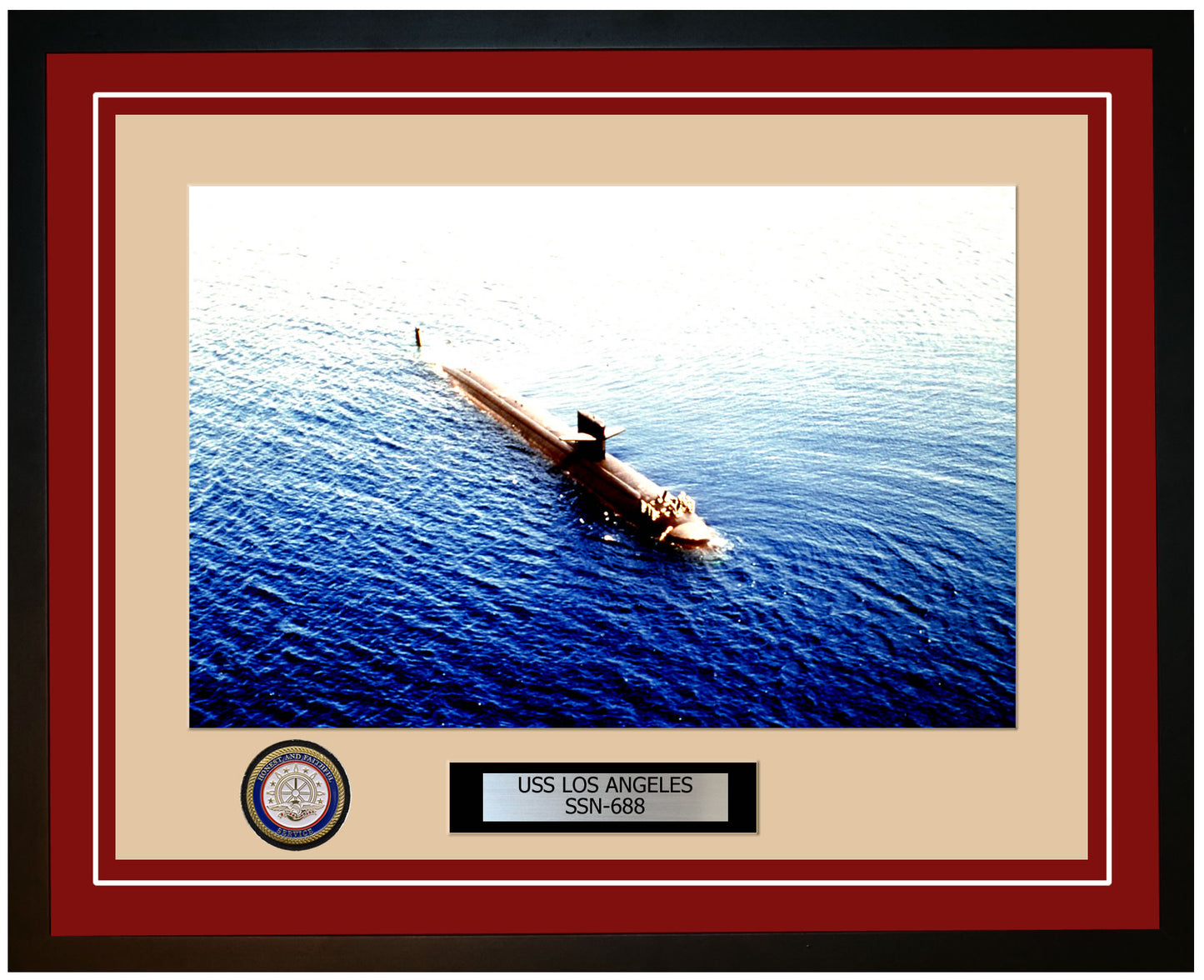 USS Los Angeles SSN-688 Framed Navy Ship Photo Burgundy