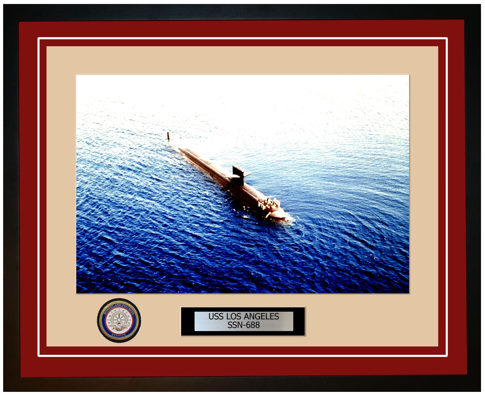 USS Los Angeles SSN-688 Framed Navy Ship Photo Burgundy