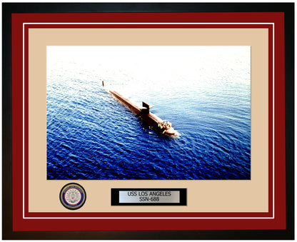 USS Los Angeles SSN-688 Framed Navy Ship Photo Burgundy