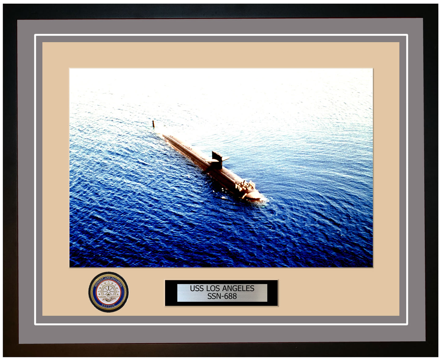 USS Los Angeles SSN-688 Framed Navy Ship Photo Grey