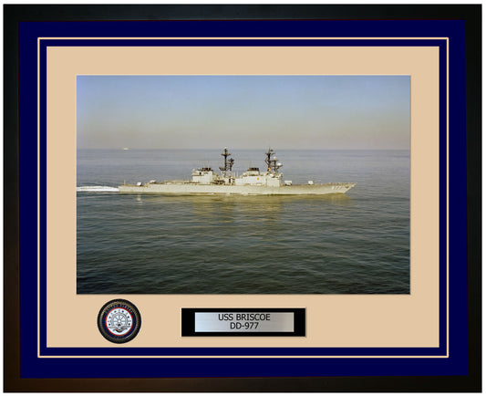 USS BRISCOE DD-977 Framed Navy Ship Photo Blue
