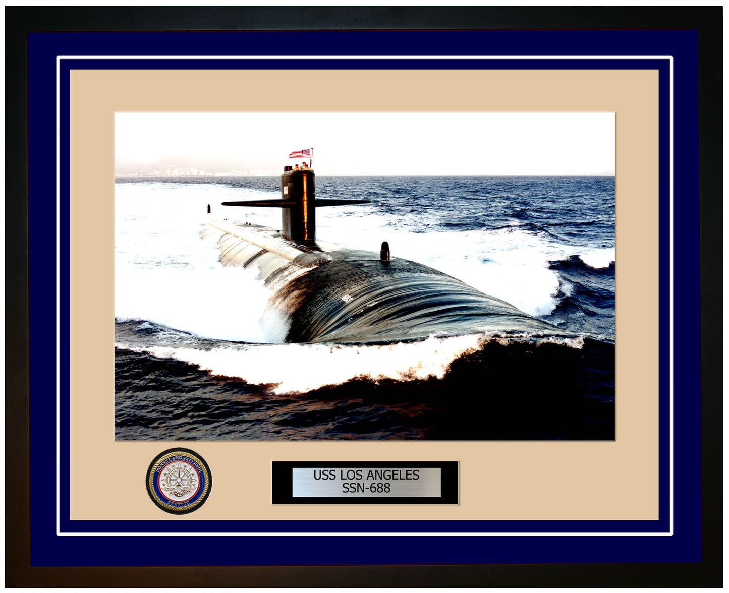USS Los Angeles SSN-688 Framed Navy Ship Photo Blue