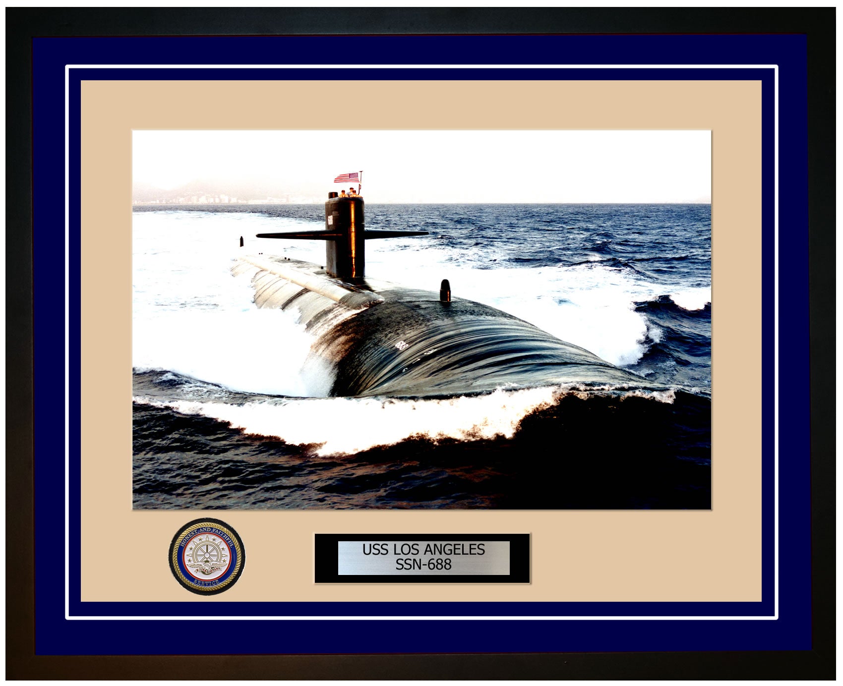 USS Los Angeles SSN-688 Framed Navy Ship Photo Blue
