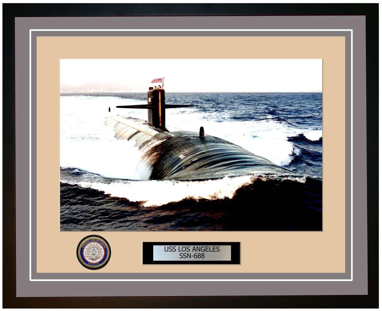 USS Los Angeles SSN-688 Framed Navy Ship Photo Grey