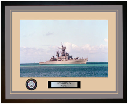 USS GRIDLEY CG-21 Framed Navy Ship Photo Grey