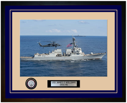 USS JAMES E WILLIAMS DDG-95 Framed Navy Ship Photo Blue