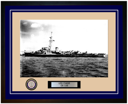 USS Chase DE-158 Framed Navy Ship Photo Blue