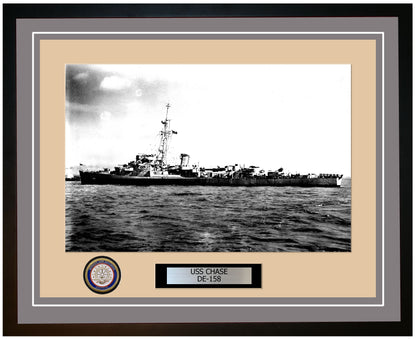 USS Chase DE-158 Framed Navy Ship Photo Grey