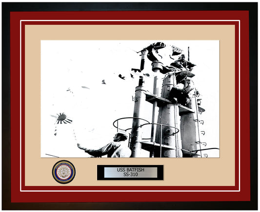 USS Batfish SS-310 Framed Navy Ship Photo Burgundy