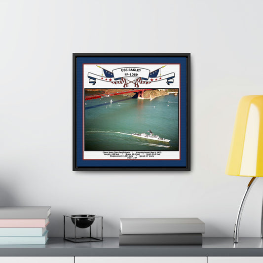 USS Bagley FF-1069 Navy Floating Frame Photo Desk View