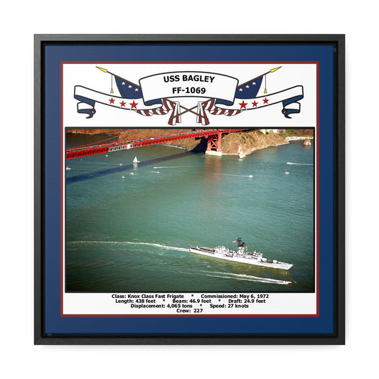 USS Bagley FF-1069 Navy Floating Frame Photo Front View