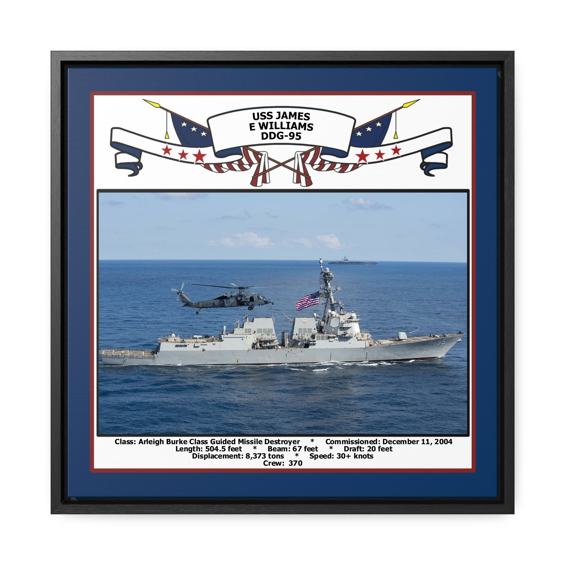USS James E Williams DDG-95 Navy Floating Frame Photo Front View