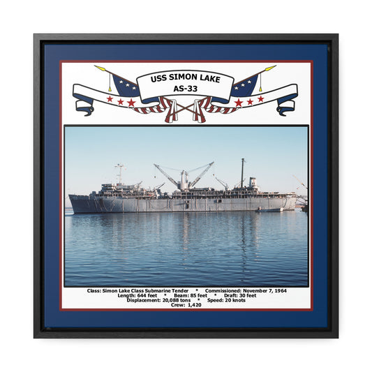 USS Simon Lake AS-33 Navy Floating Frame Photo Front View