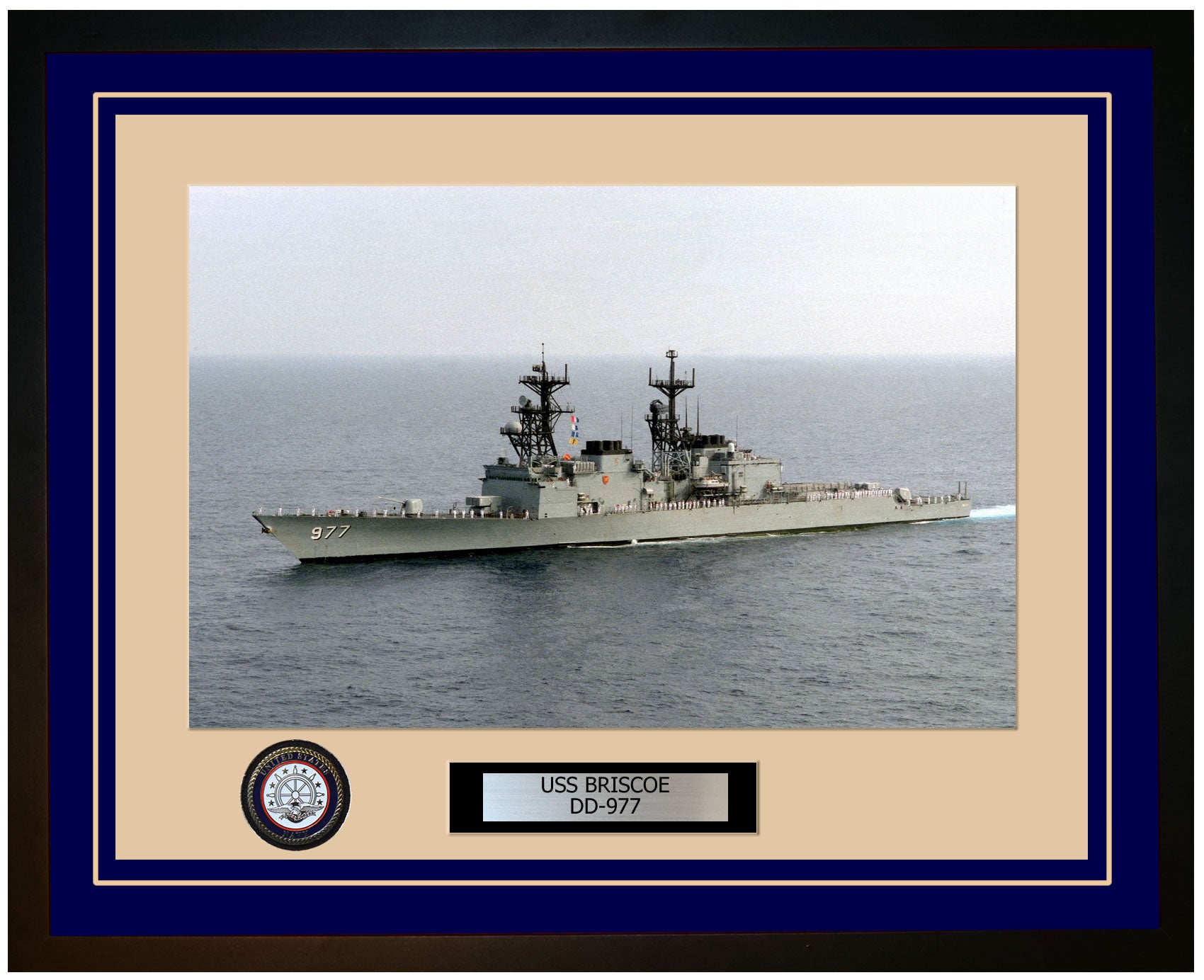 USS BRISCOE DD-977 Framed Navy Ship Photo Blue