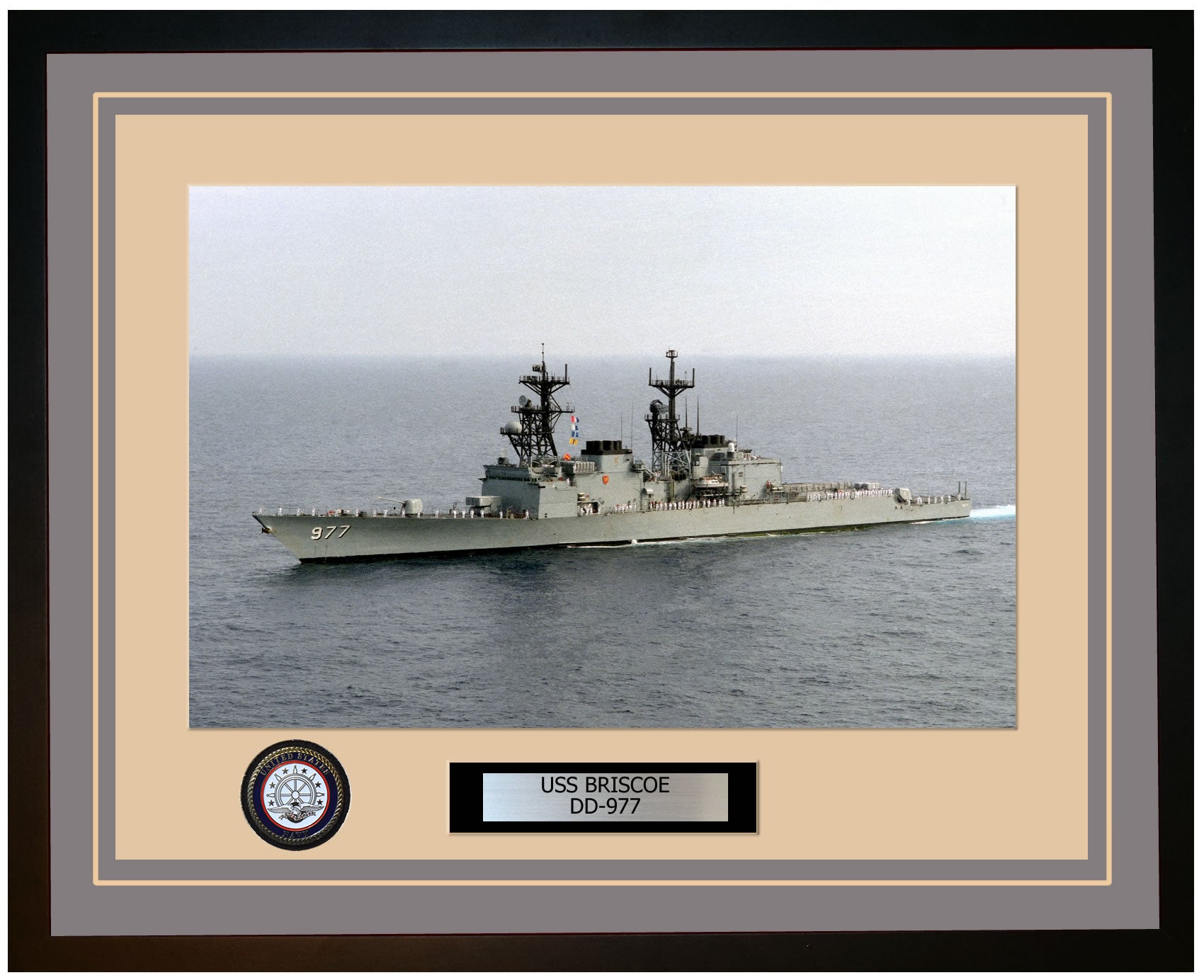 USS BRISCOE DD-977 Framed Navy Ship Photo Grey