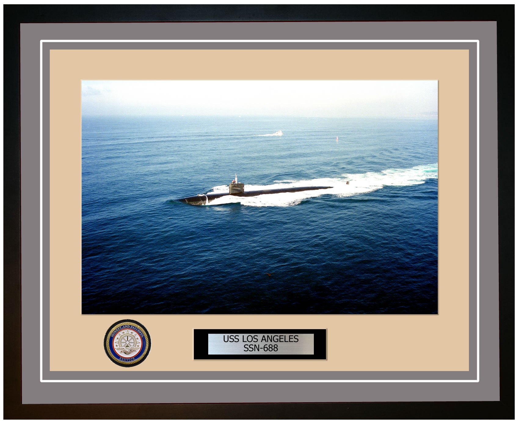USS Los Angeles SSN-688 Framed Navy Ship Photo Grey