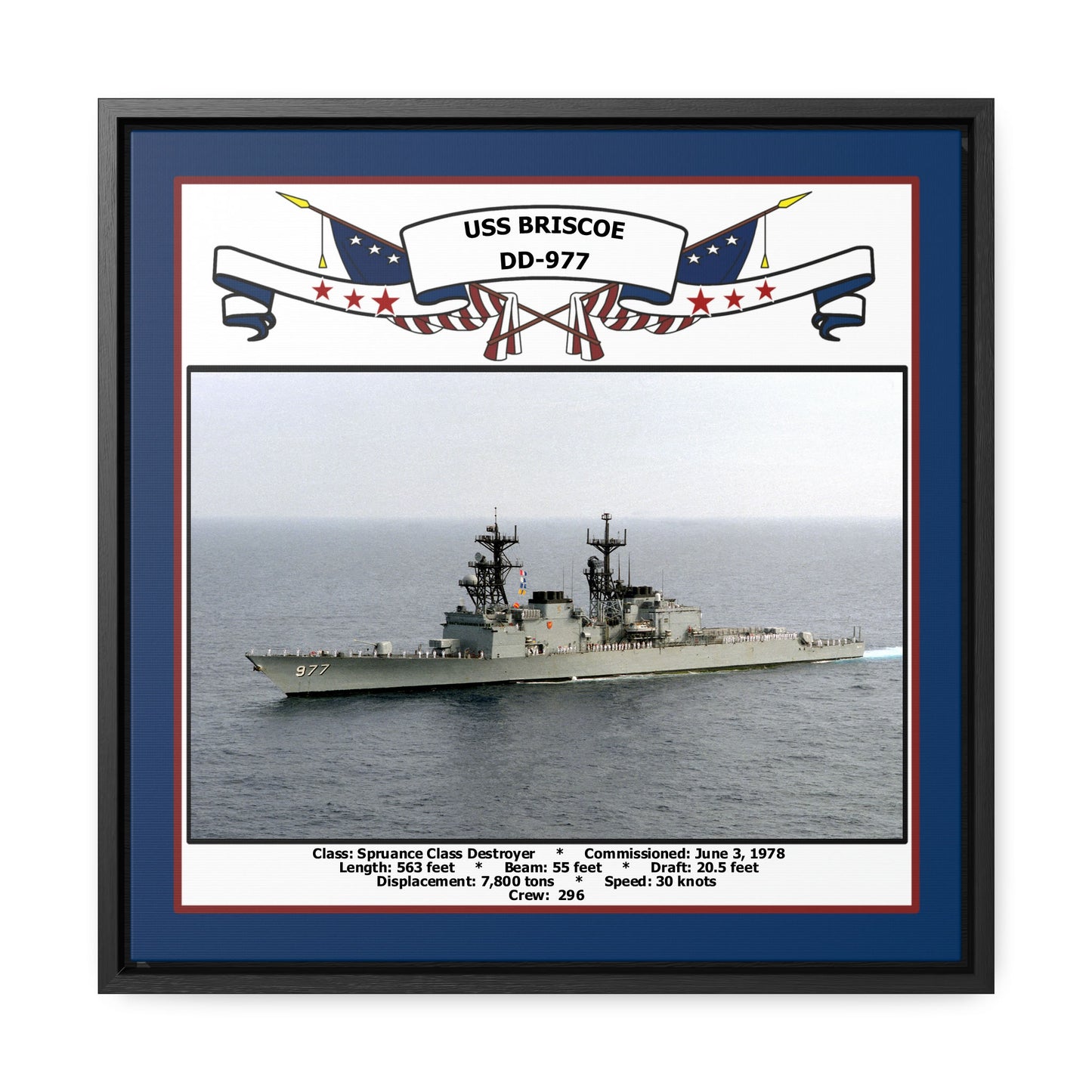 USS Briscoe DD-977 Navy Floating Frame Photo Front View