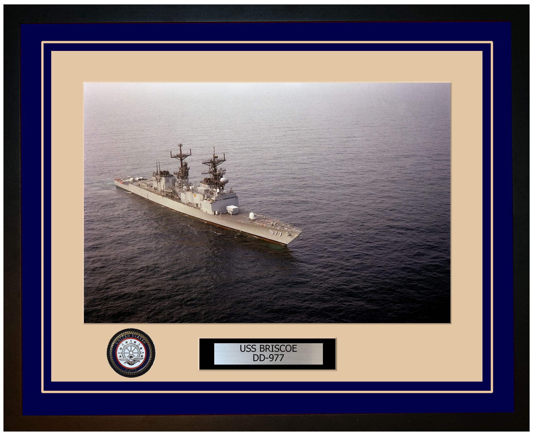 USS BRISCOE DD-977 Framed Navy Ship Photo Blue