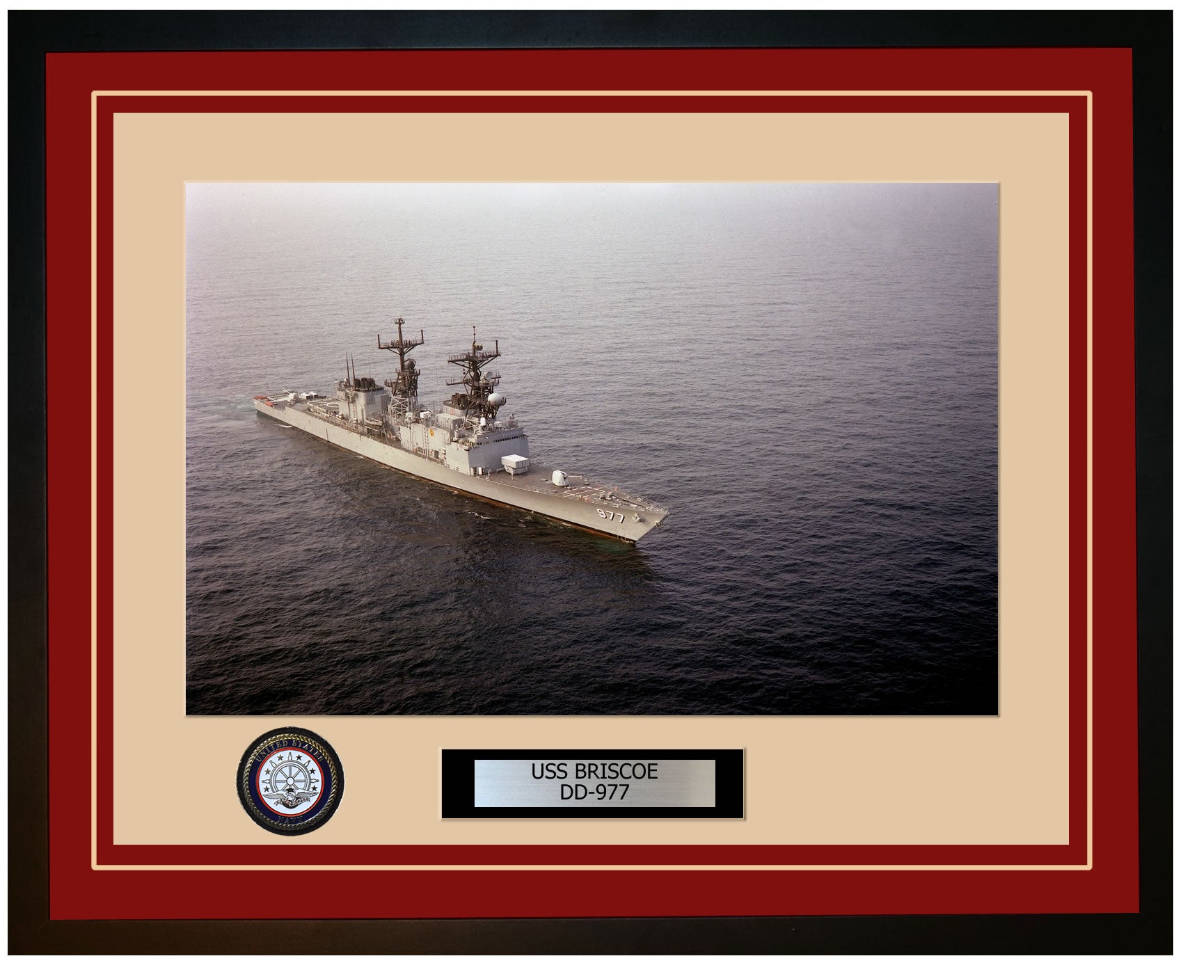 USS BRISCOE DD-977 Framed Navy Ship Photo Burgundy