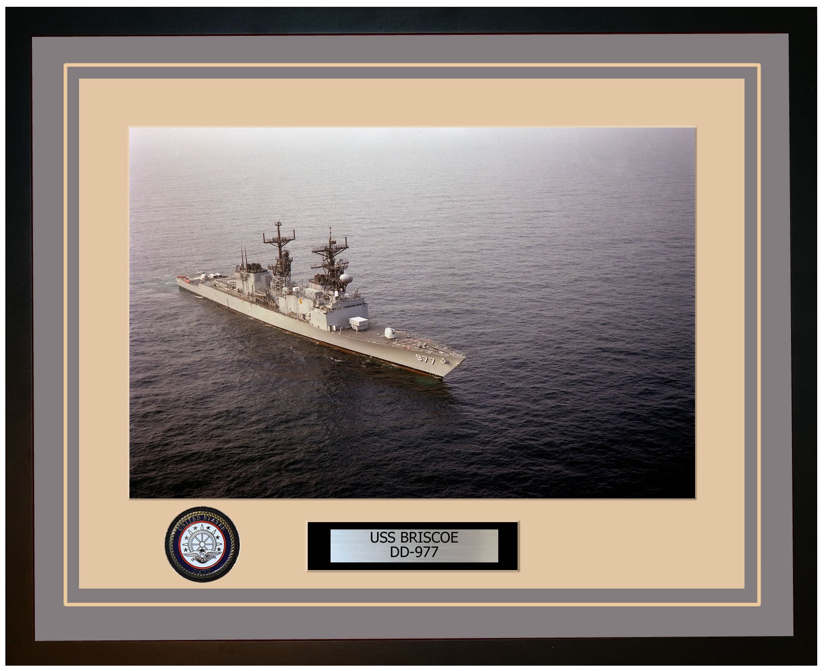 USS BRISCOE DD-977 Framed Navy Ship Photo Grey