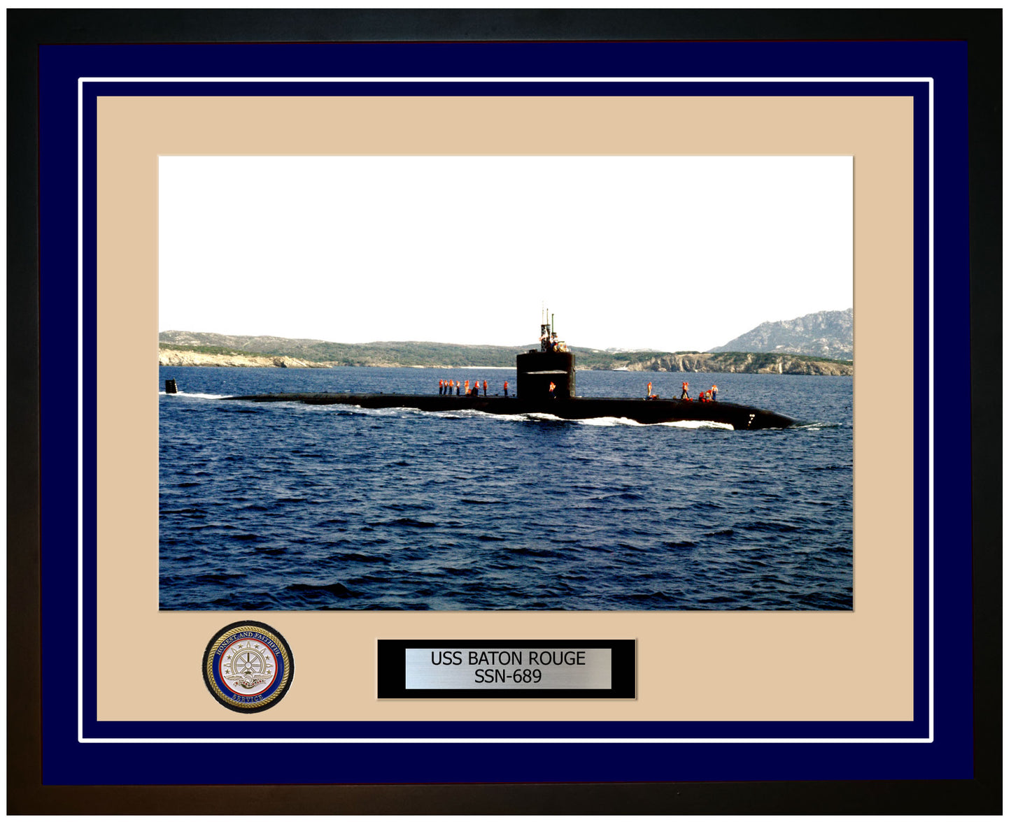 USS Baton Rouge SSN-689 Framed Navy Ship Photo Blue