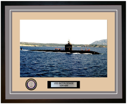 USS Baton Rouge SSN-689 Framed Navy Ship Photo Grey