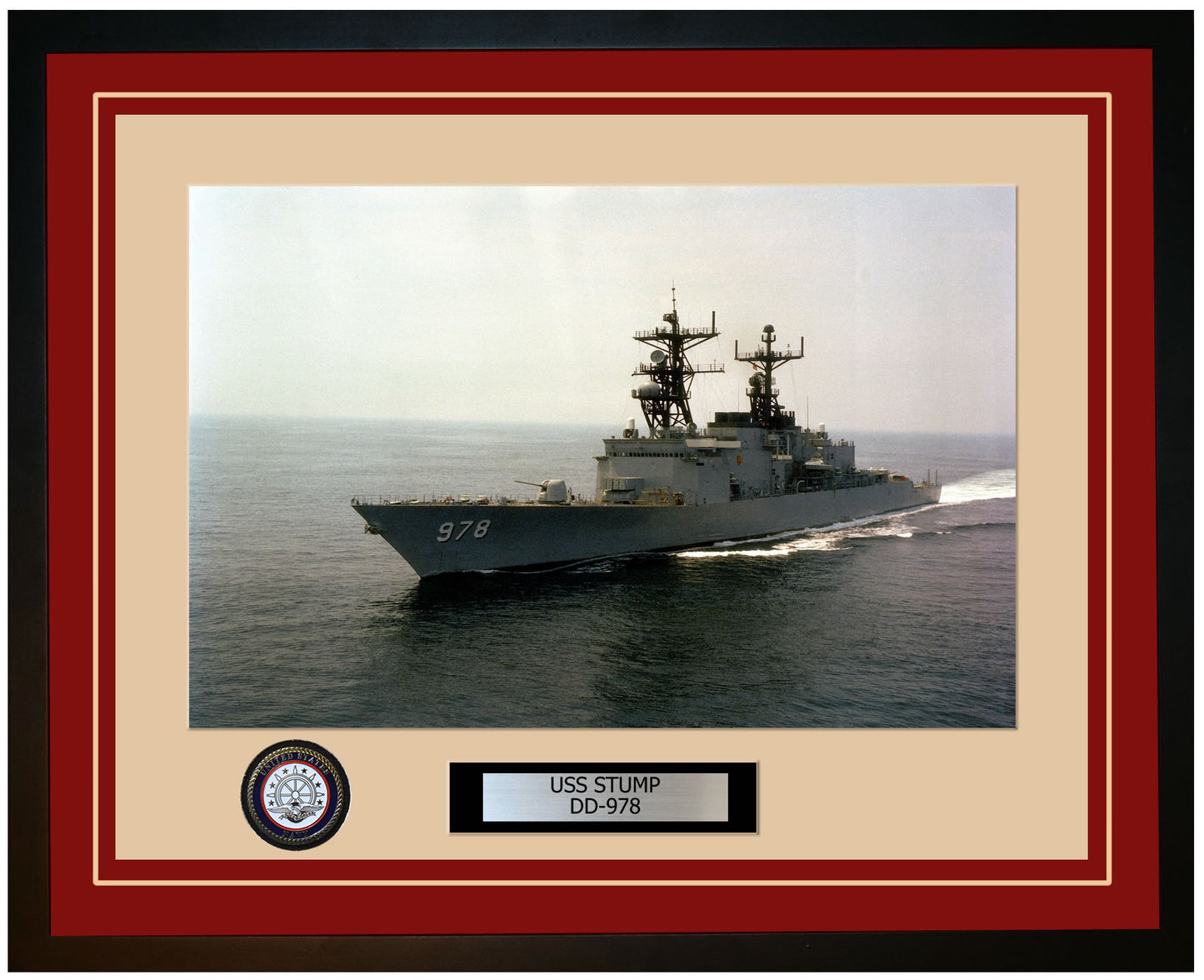 USS STUMP DD-978 Framed Navy Ship Photo Burgundy