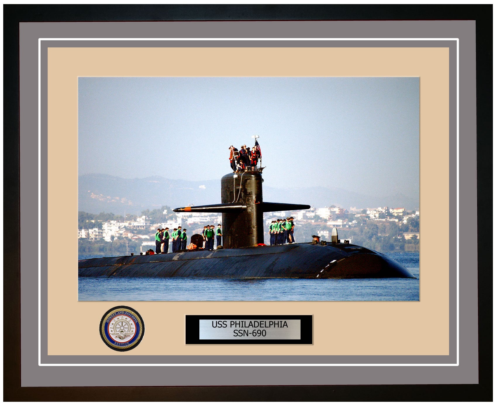 USS Philadelphia SSN-690 Framed Navy Ship Photo Grey
