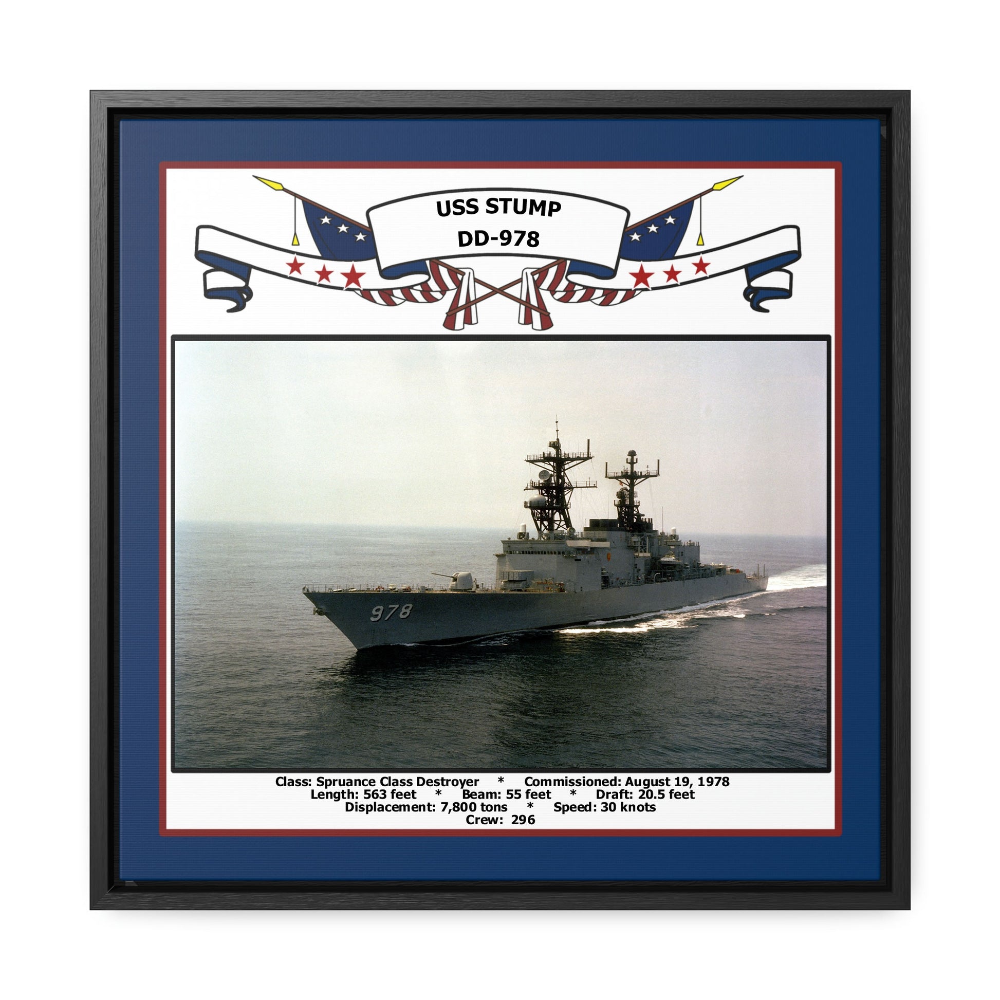 USS Stump DD-978 Navy Floating Frame Photo Front View