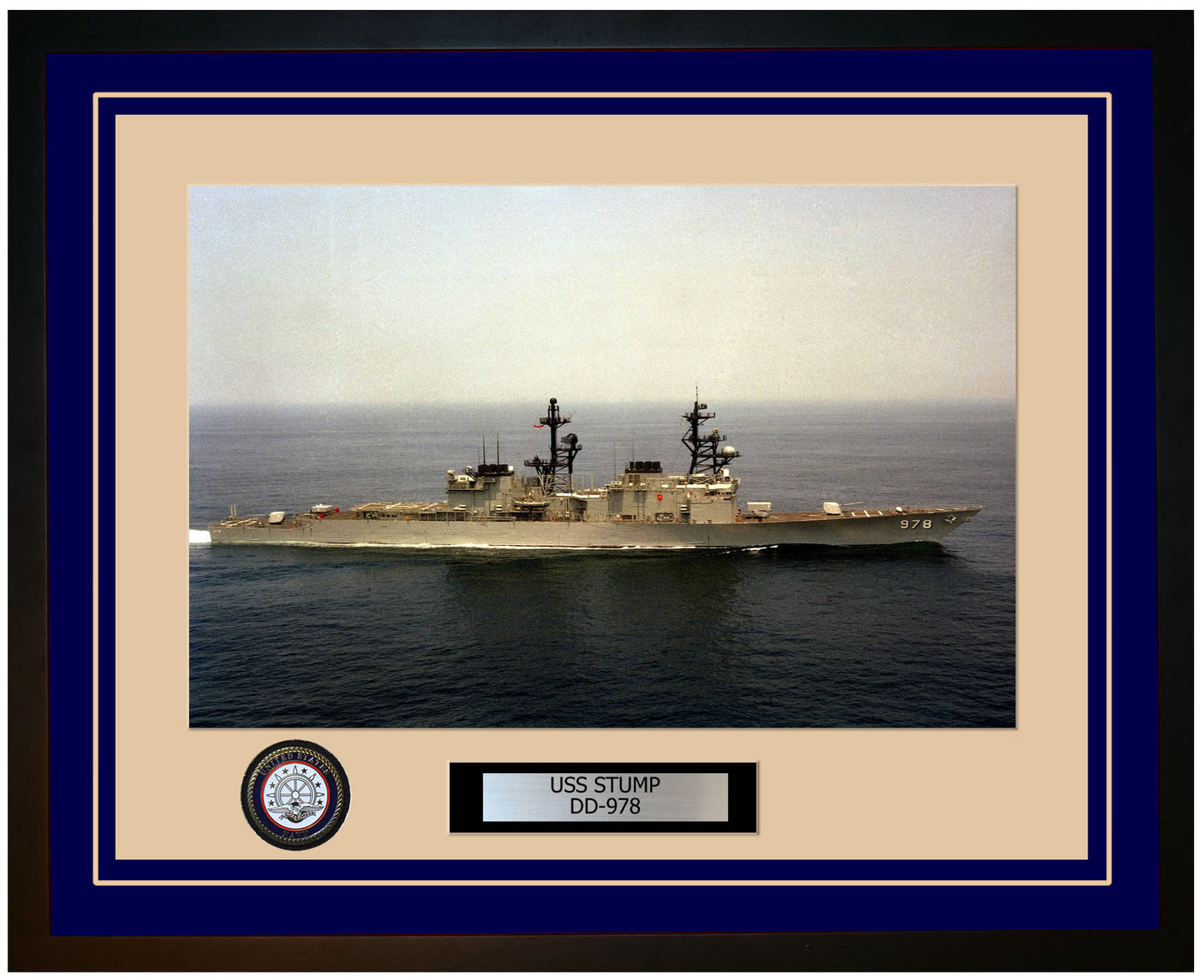 USS STUMP DD-978 Framed Navy Ship Photo Blue