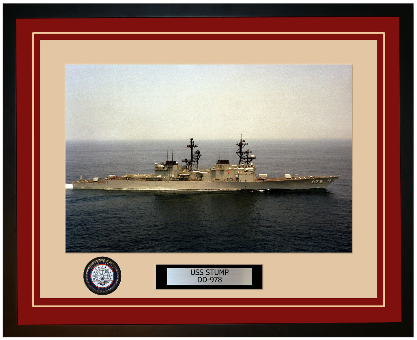 USS STUMP DD-978 Framed Navy Ship Photo Burgundy