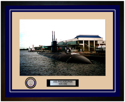 USS Philadelphia SSN-690 Framed Navy Ship Photo Blue