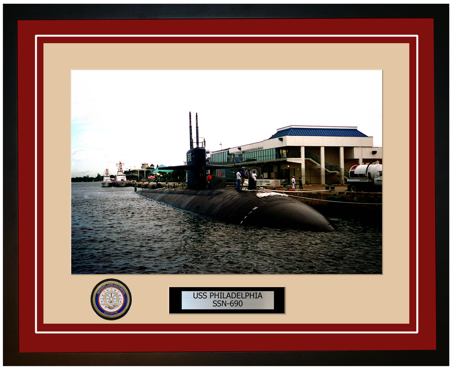USS Philadelphia SSN-690 Framed Navy Ship Photo Burgundy