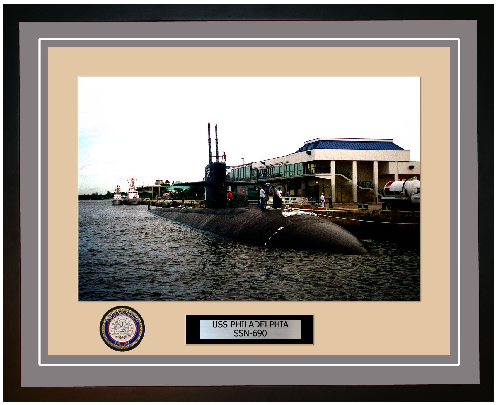 USS Philadelphia SSN-690 Framed Navy Ship Photo Grey