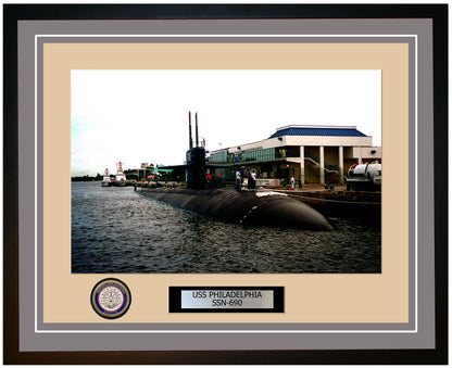 USS Philadelphia SSN-690 Framed Navy Ship Photo Grey