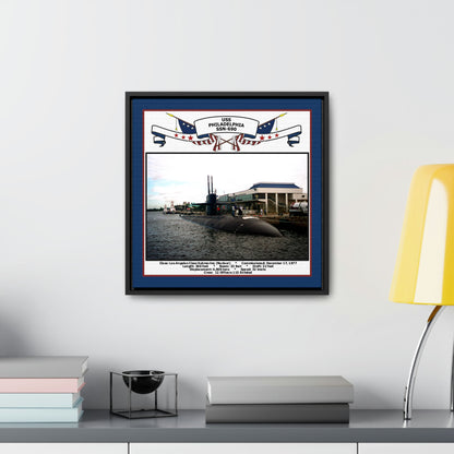 USS Philadelphia SSN-690 Navy Floating Frame Photo Desk View
