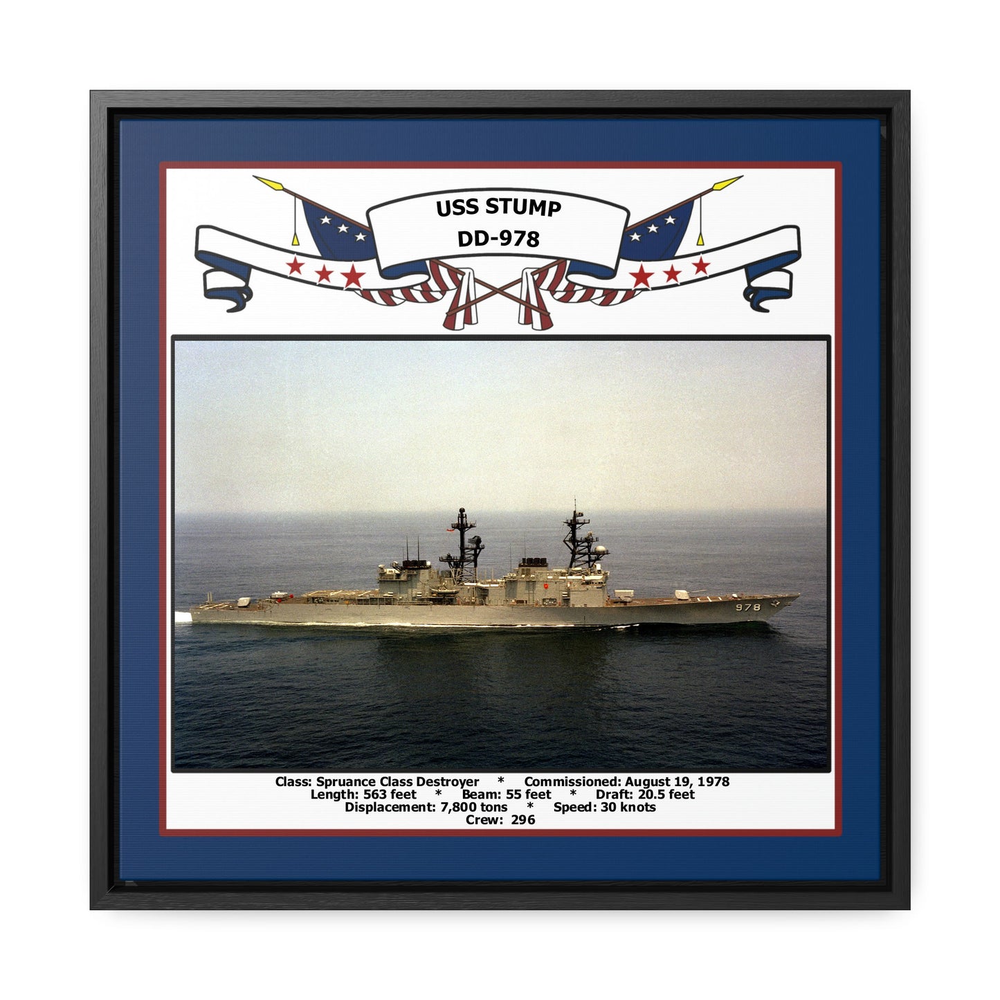 USS Stump DD-978 Navy Floating Frame Photo Front View