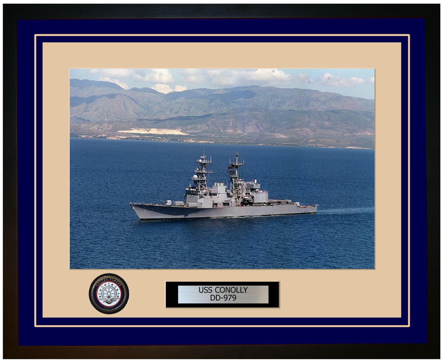 USS CONOLLY DD-979 Framed Navy Ship Photo Blue