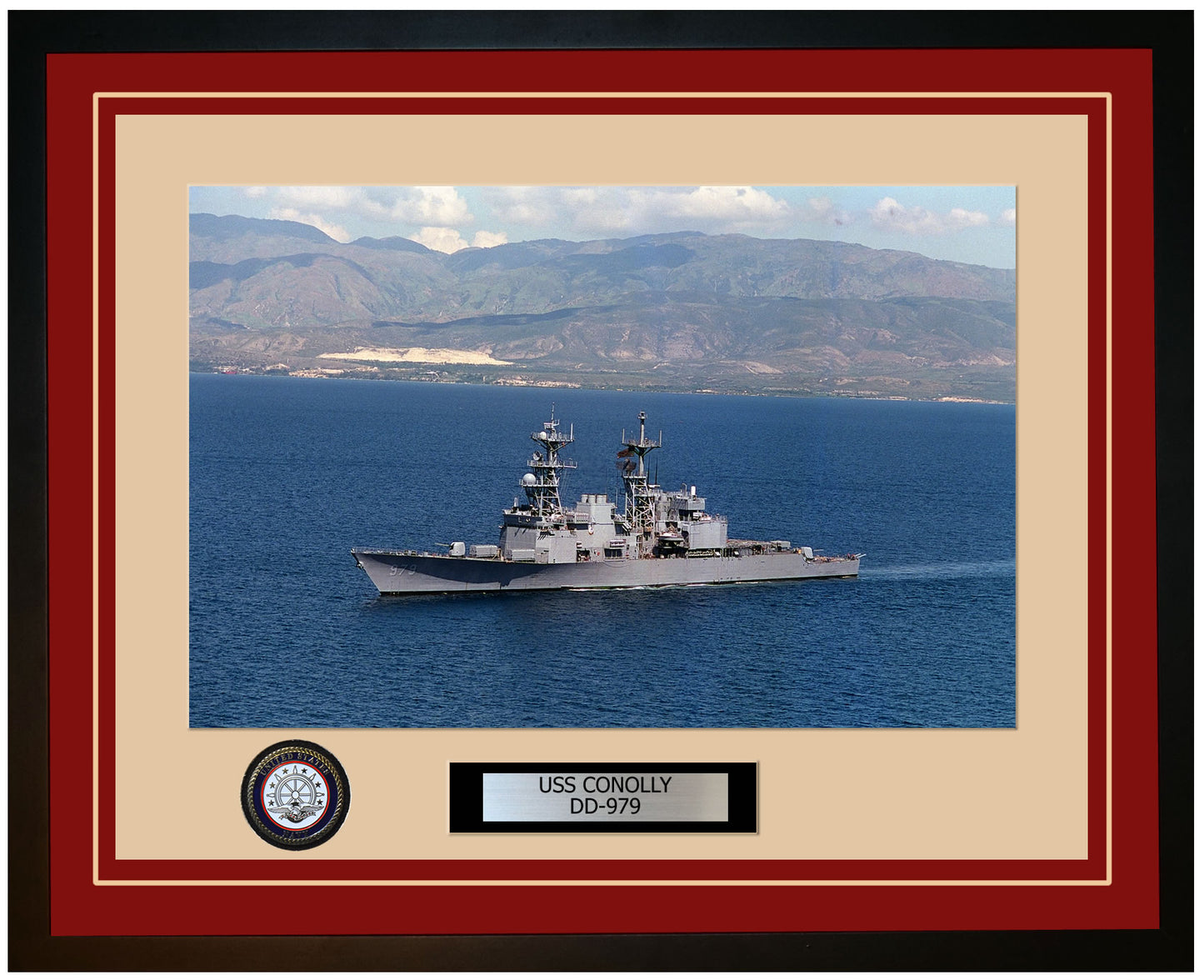 USS CONOLLY DD-979 Framed Navy Ship Photo Burgundy