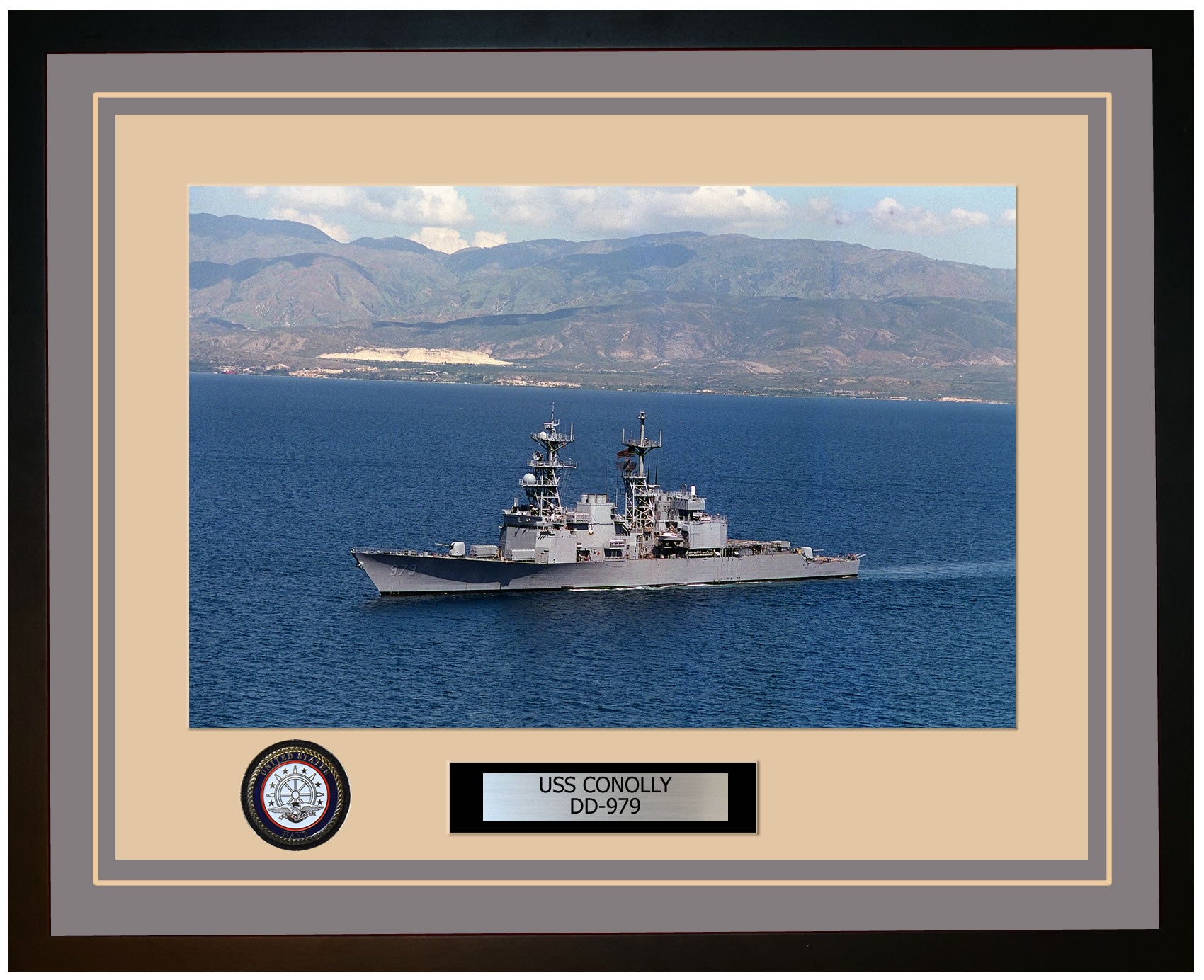 USS CONOLLY DD-979 Framed Navy Ship Photo Grey