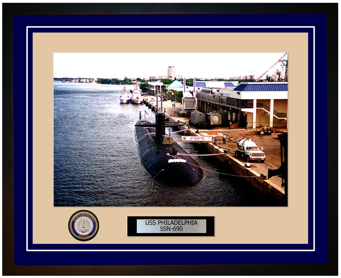 USS Philadelphia SSN-690 Framed Navy Ship Photo Blue