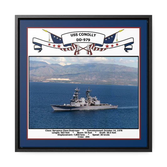 USS Conolly DD-979 Navy Floating Frame Photo Front View