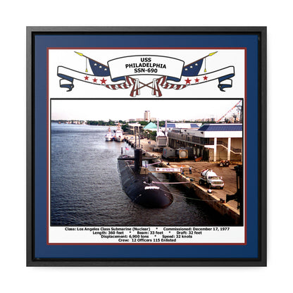 USS Philadelphia SSN-690 Navy Floating Frame Photo Front View